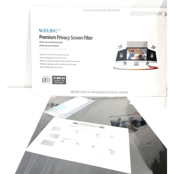 24" Privacy Screen Filter for Monitor 16:9 Anti-Glare Anti-Scratch Protector - Picture 3 of 10